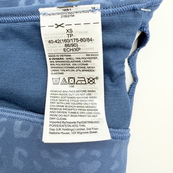 GapFit Eclipse Blue Leopard Print Sports Bra XS NWT Medium Support - Picture 9 of 9
